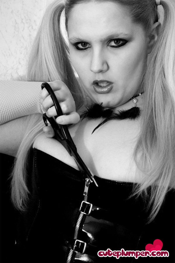 Chubby long haired blonde in stunning pvc corset #74046816
