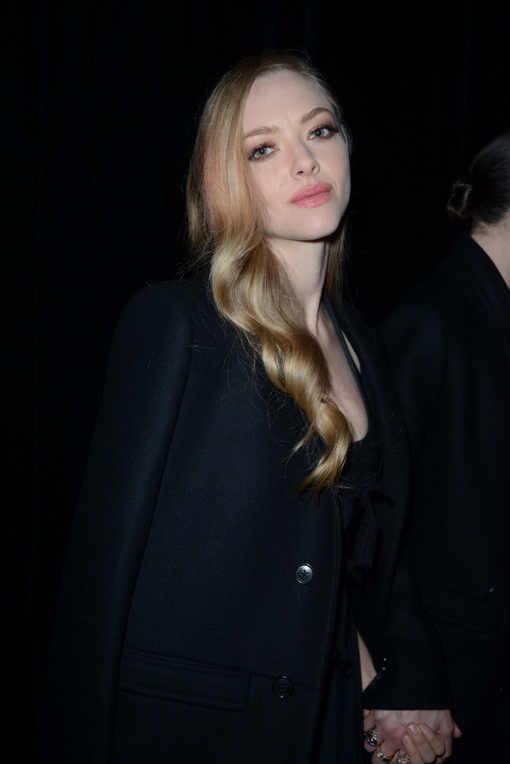 Amanda Seyfried showing big cleavage in black outfit while arriving to the Given #75170520
