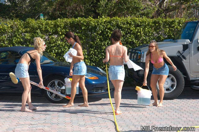 The car wash is open when these milfs get all suddy and wet after they wash some #74189176