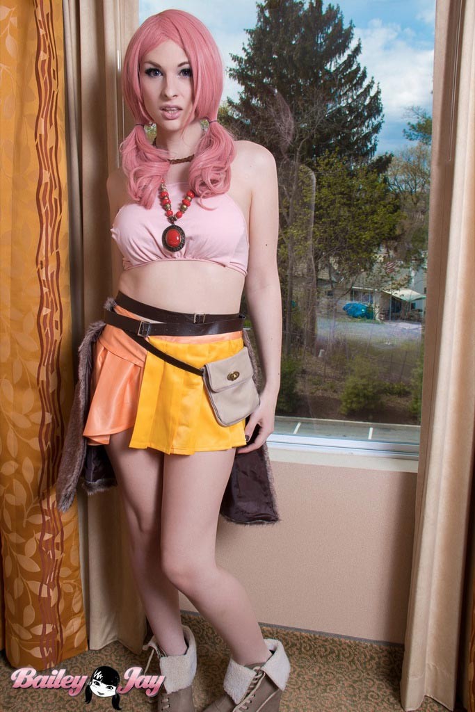 Busty cosplay tgirl Bailey Jay exposing herself #79201992