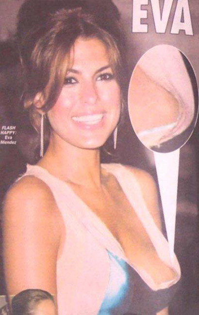 Killer hot celeb Eva Mendes nipple slip in public #75421640