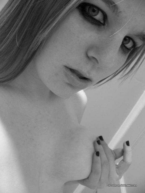 Hot amateur emo babe displaying her shaven cunt #68164618