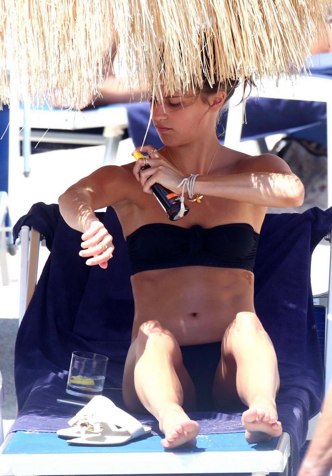 Alicia Vikander shows off her skinny bikini ass at a beach #75157662