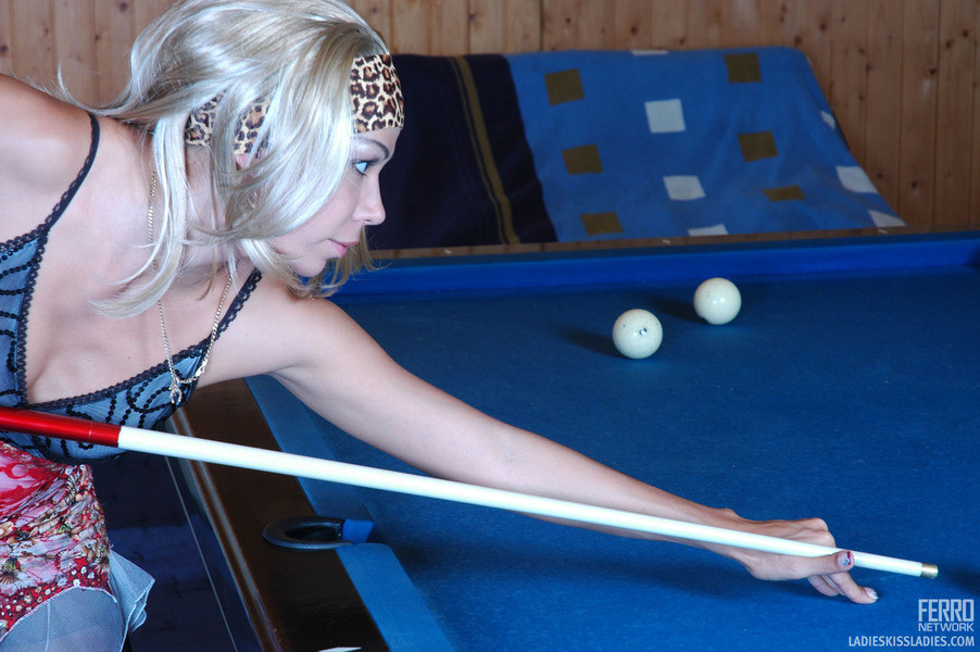 Hot sappho lures a babe into kissy-licky action right on the billiard table #70072975