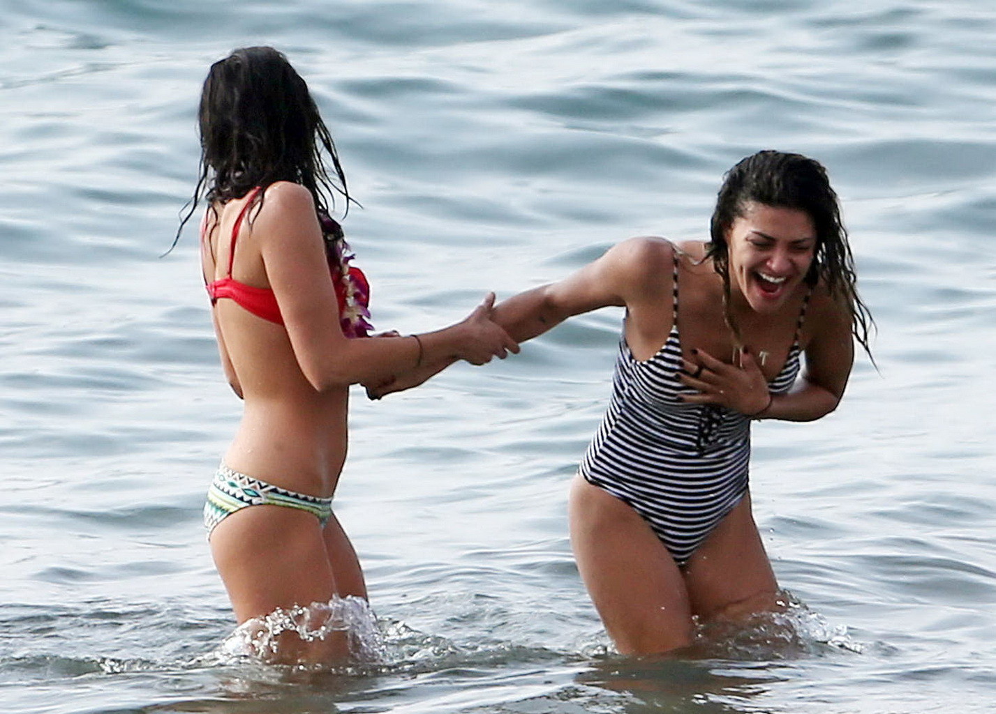 Jessica Szohr and Nina Dobrev at the beach in Hawaii #75146816