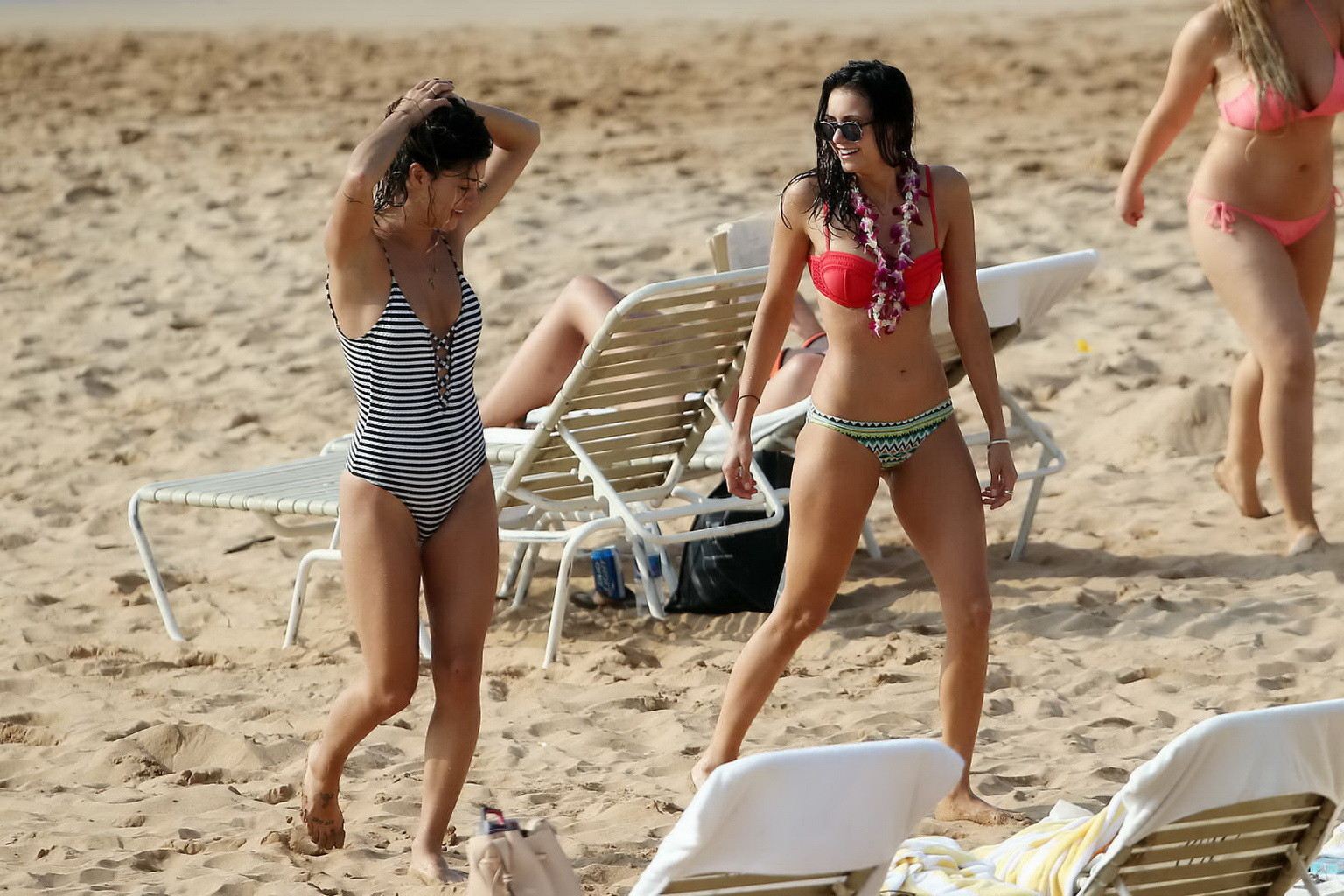 Jessica Szohr and Nina Dobrev at the beach in Hawaii #75146868