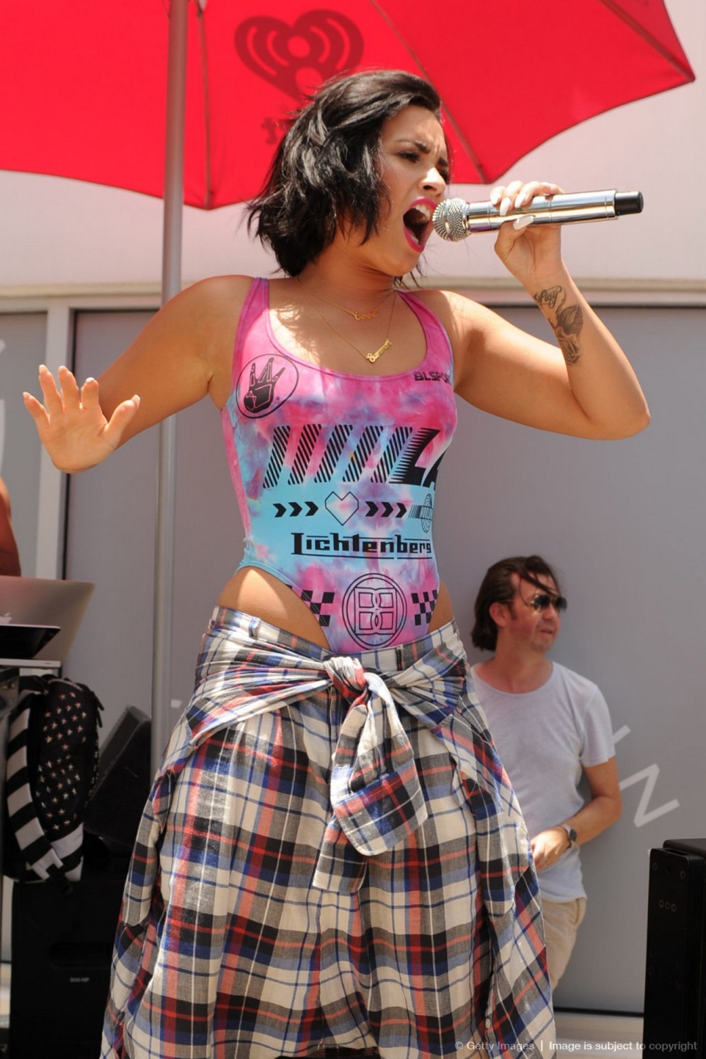 Demi Lovato performing in skimpy swimsuit poolside #75159807