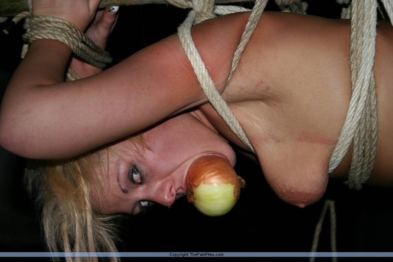 Blonde slave gets tied up to a stick #71869241