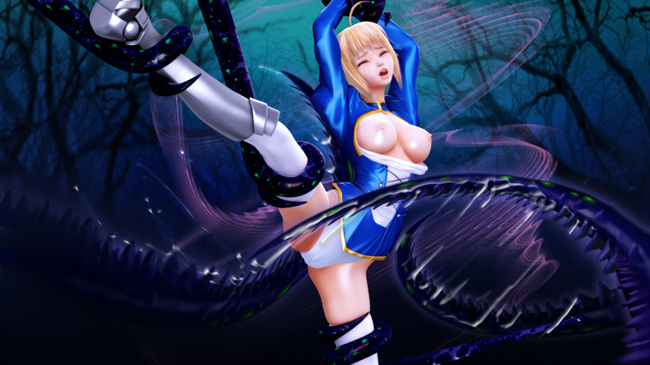 Busty 3D hentai blonde double penetrated by a tentacle monster #69497954