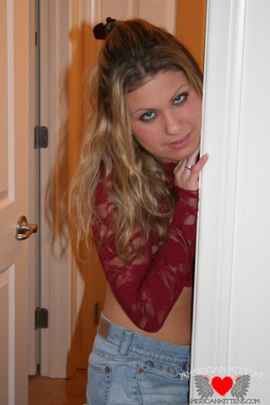 Aubery Adams jean mini skirt and showing off her hot tight teen body #68376247