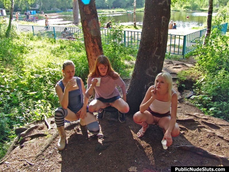 Three babes get naughty and run the hottest lesbian show in the park #76742229