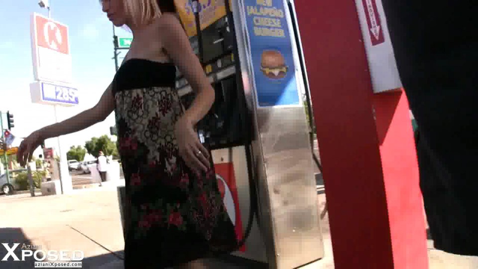 Blonde babe, Kylie Worthy, puts on a sexy tease while pumping gas and shows off  #70127858