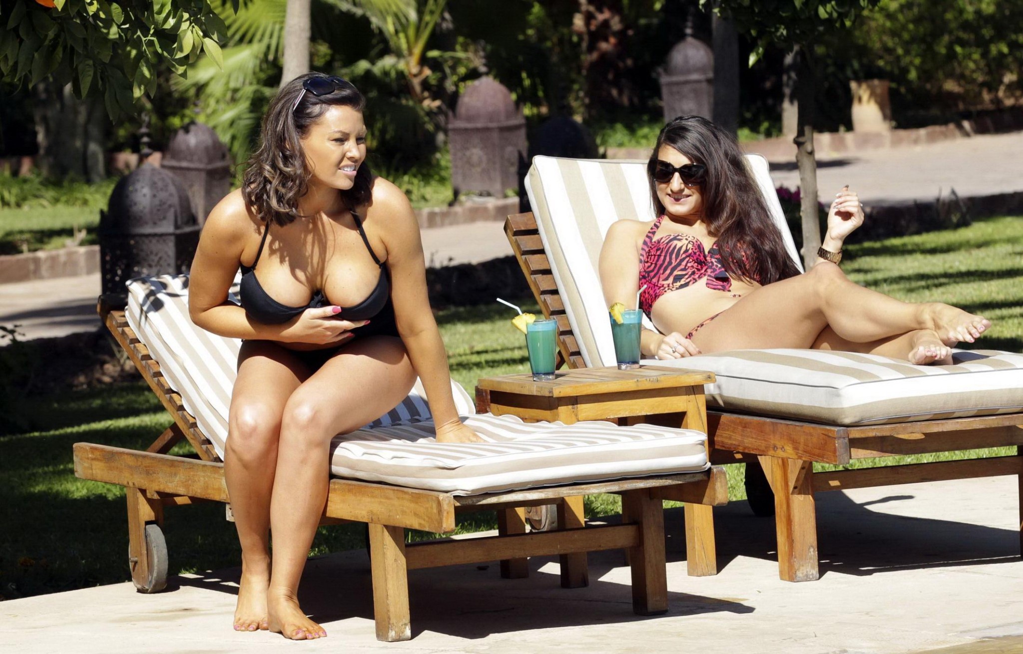 Jessica Wright busty wearing a black bikini at the pool in Marrakech #75200399