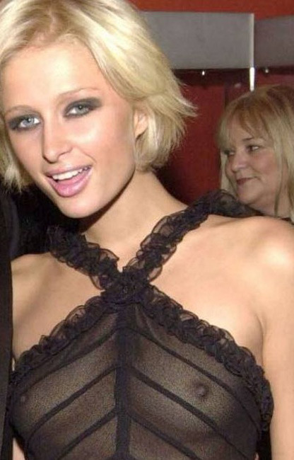 Celebrity blonde sweet babe Paris Hilton nipple slip #75408968