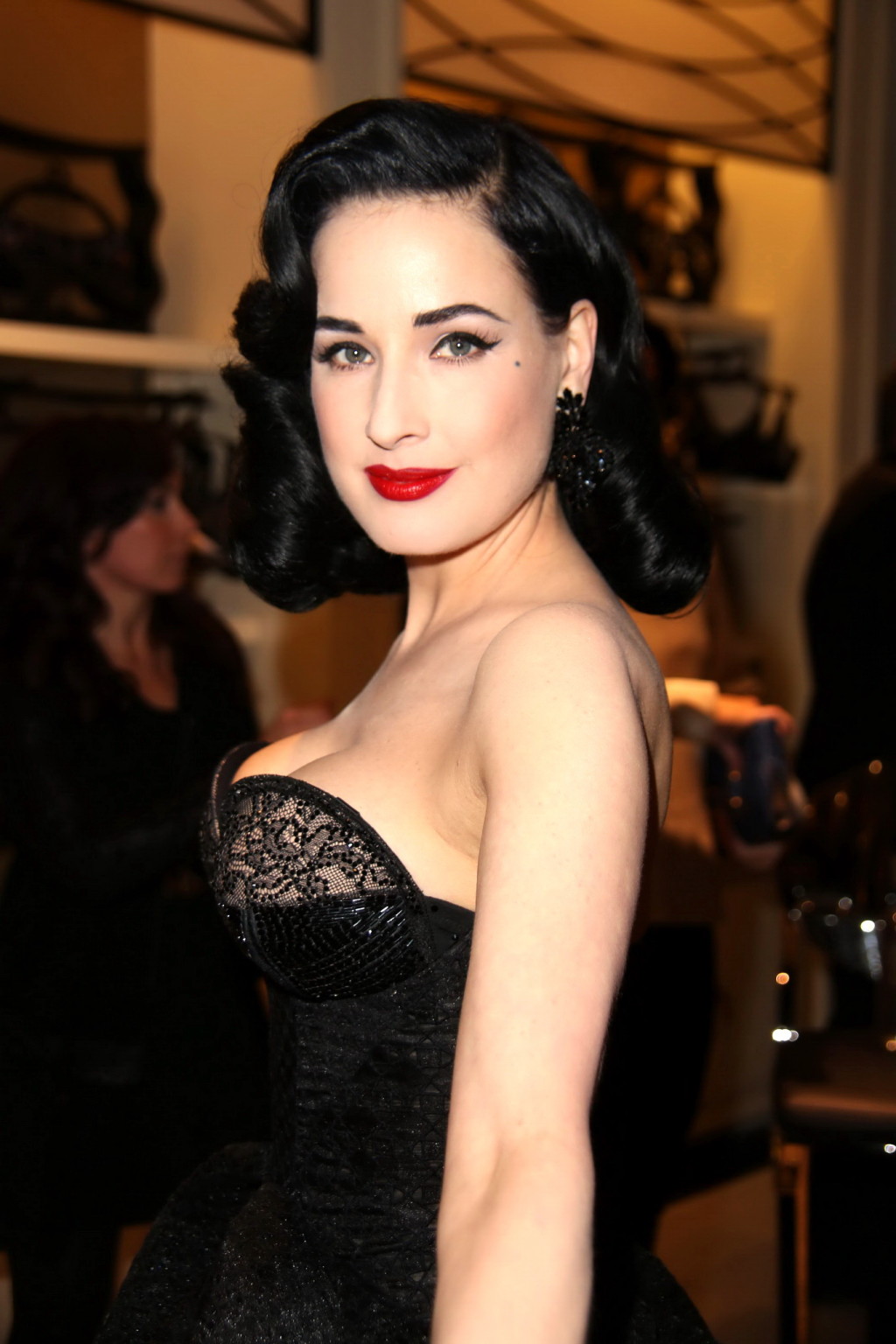 Dita von Teese showing huge cleavage at her lingerie line launch in NYC #75201168