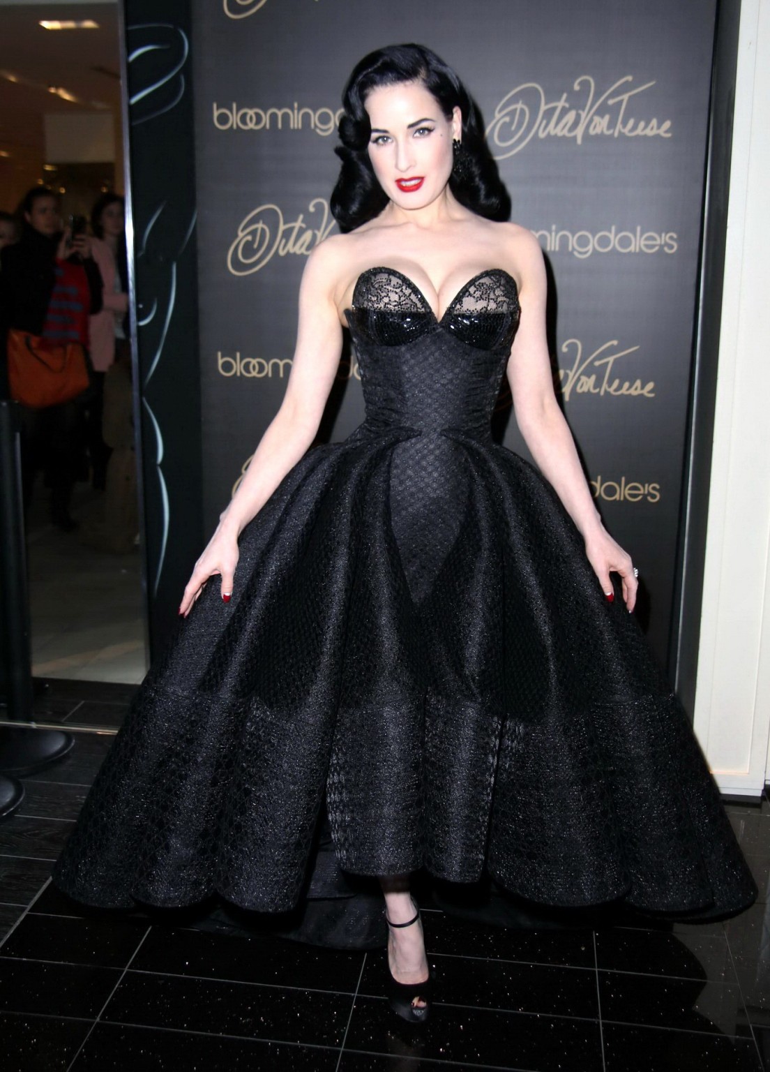 Dita von Teese showing huge cleavage at her lingerie line launch in NYC #75201229