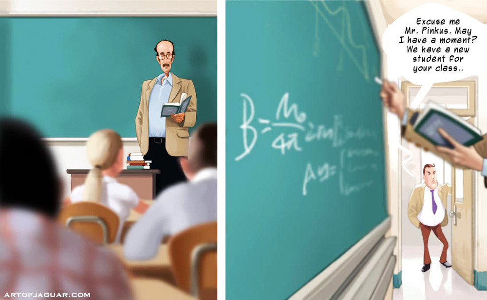 Erwachsenen-Comic Professor Pinkus phantasiert über rothaarige Studentin
 #69392560