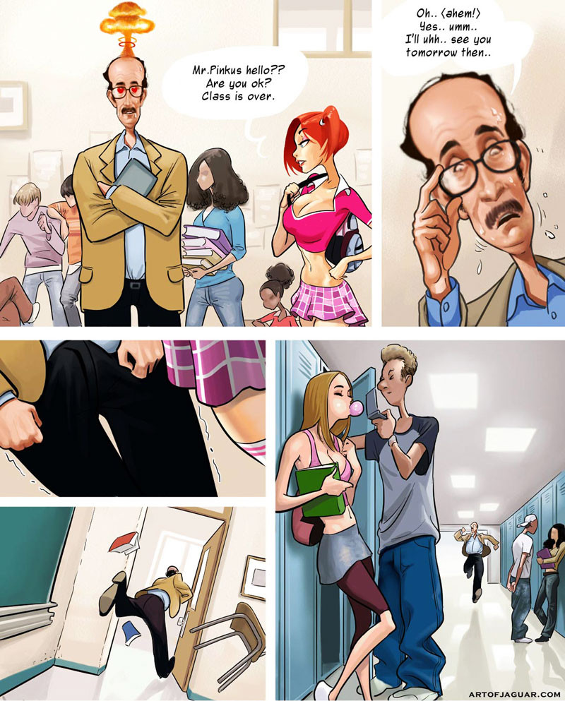 Erwachsenen-Comic Professor Pinkus phantasiert über rothaarige Studentin
 #69392641