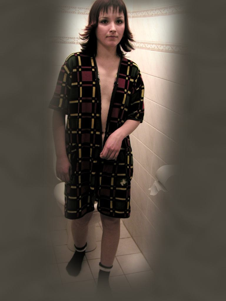 Cute brunette caught peeing on toilet by voyeur hidden cam #71653840