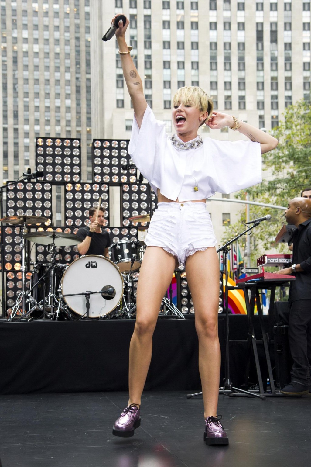 Miley Cyrus showing off her ass, legs and panties while performing in ripped hot #75216326