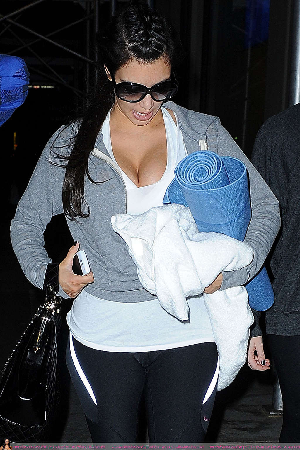 Kim Kardashian exposing sexy nude body and huge cleavage while going to yoga cla #75329476