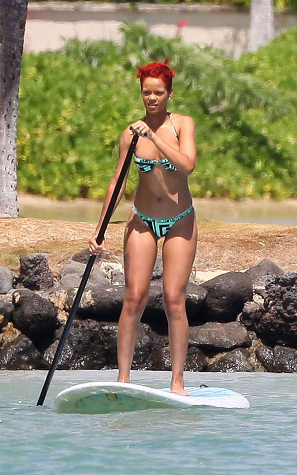 Rihanna mostrando su cuerpo sexy y su culo caliente en bikini en la playa
 #75334664