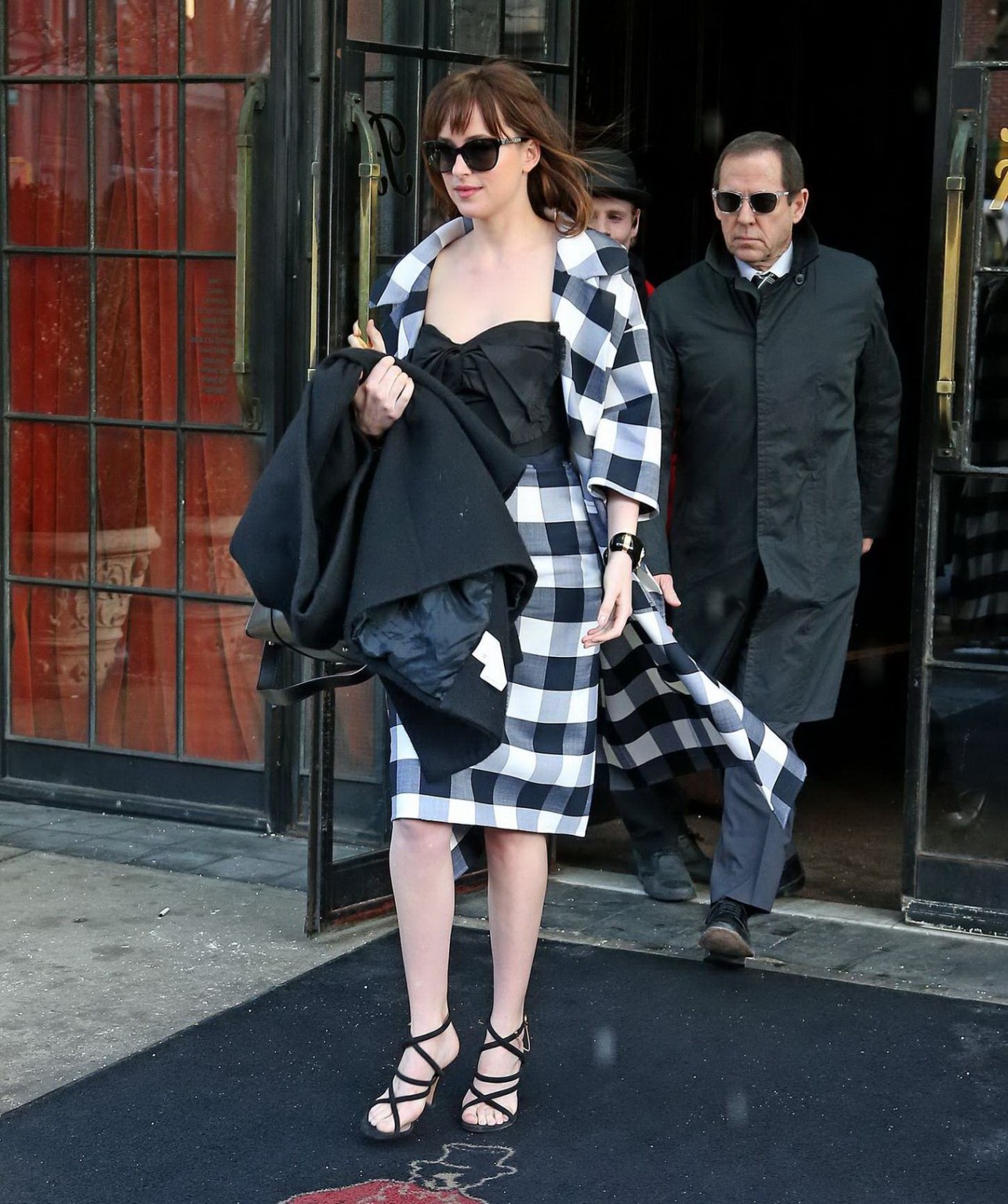 Dakota Johnson busty shows big cleavage while heading at The Late Show with Davi #75172260