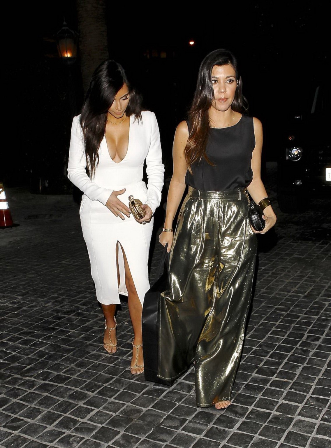 Kim Kardashian cleavy and leggy in revealing white dress #75199803