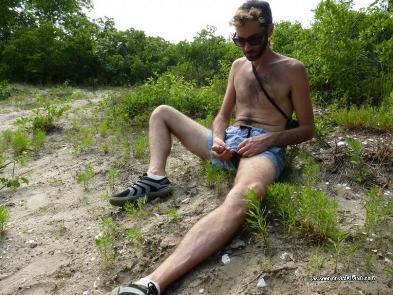 Horny hippie gay guy jerking off outdoors #76919837