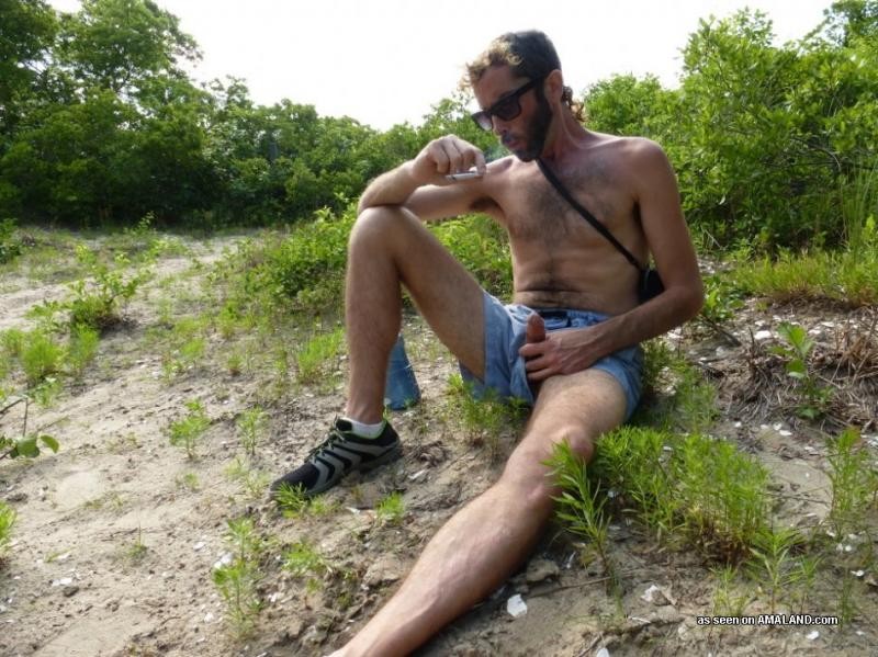 Horny hippie gay guy jerking off outdoors #76919850