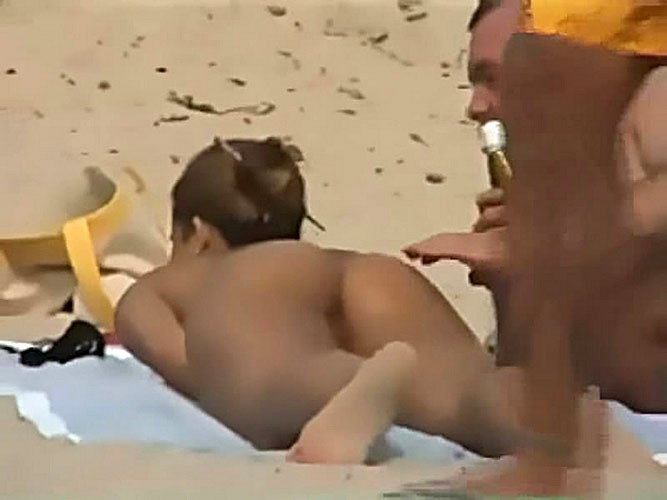 Clara Morgane exposing her nice big tits and pussy on beach paparazzi pictures #75381947