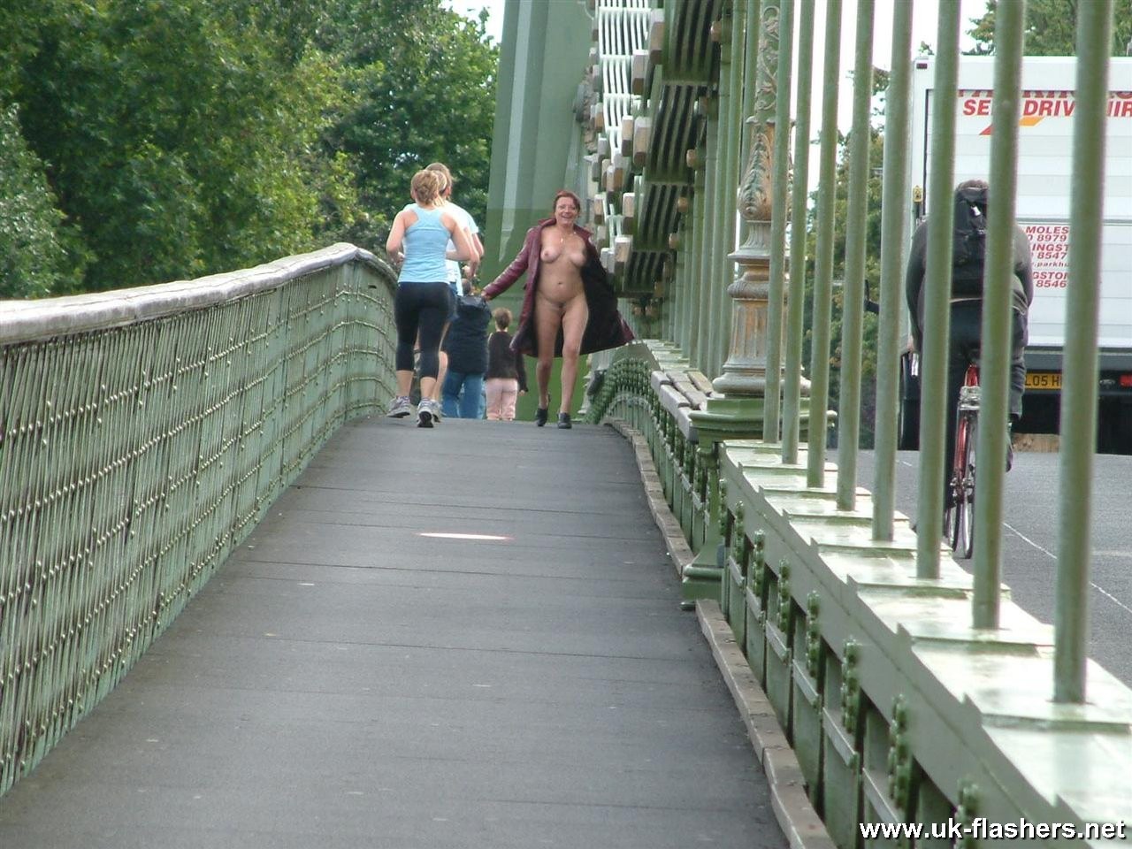 Public exhibitionist flashing and matures outdoor nudity by the Thames #74641148
