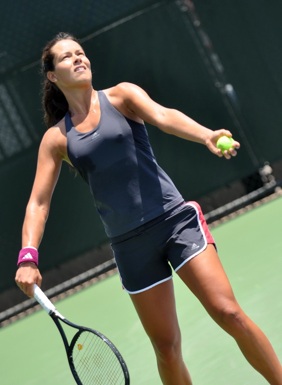 Ana Ivanovic leggy  shows pokies in sweaty workout gear practicing for Western   #75336552
