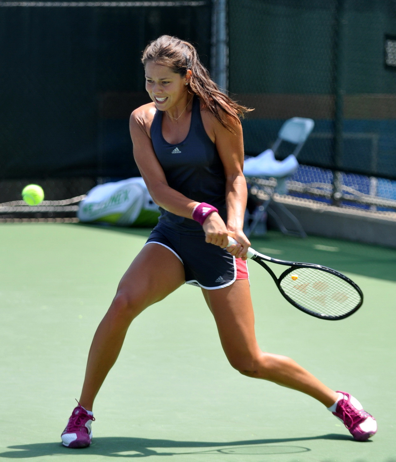 Ana Ivanovic leggy  shows pokies in sweaty workout gear practicing for Western   #75336590