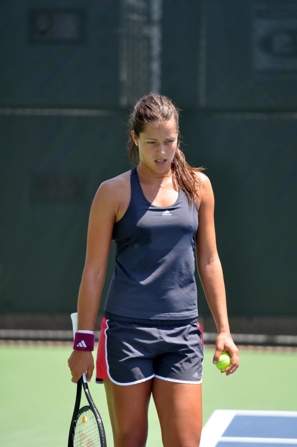 Ana Ivanovic leggy  shows pokies in sweaty workout gear practicing for Western   #75336627