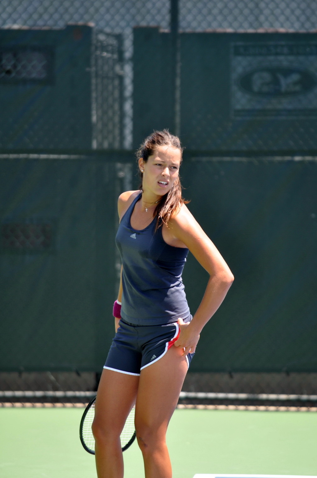 Ana Ivanovic leggy  shows pokies in sweaty workout gear practicing for Western   #75336633