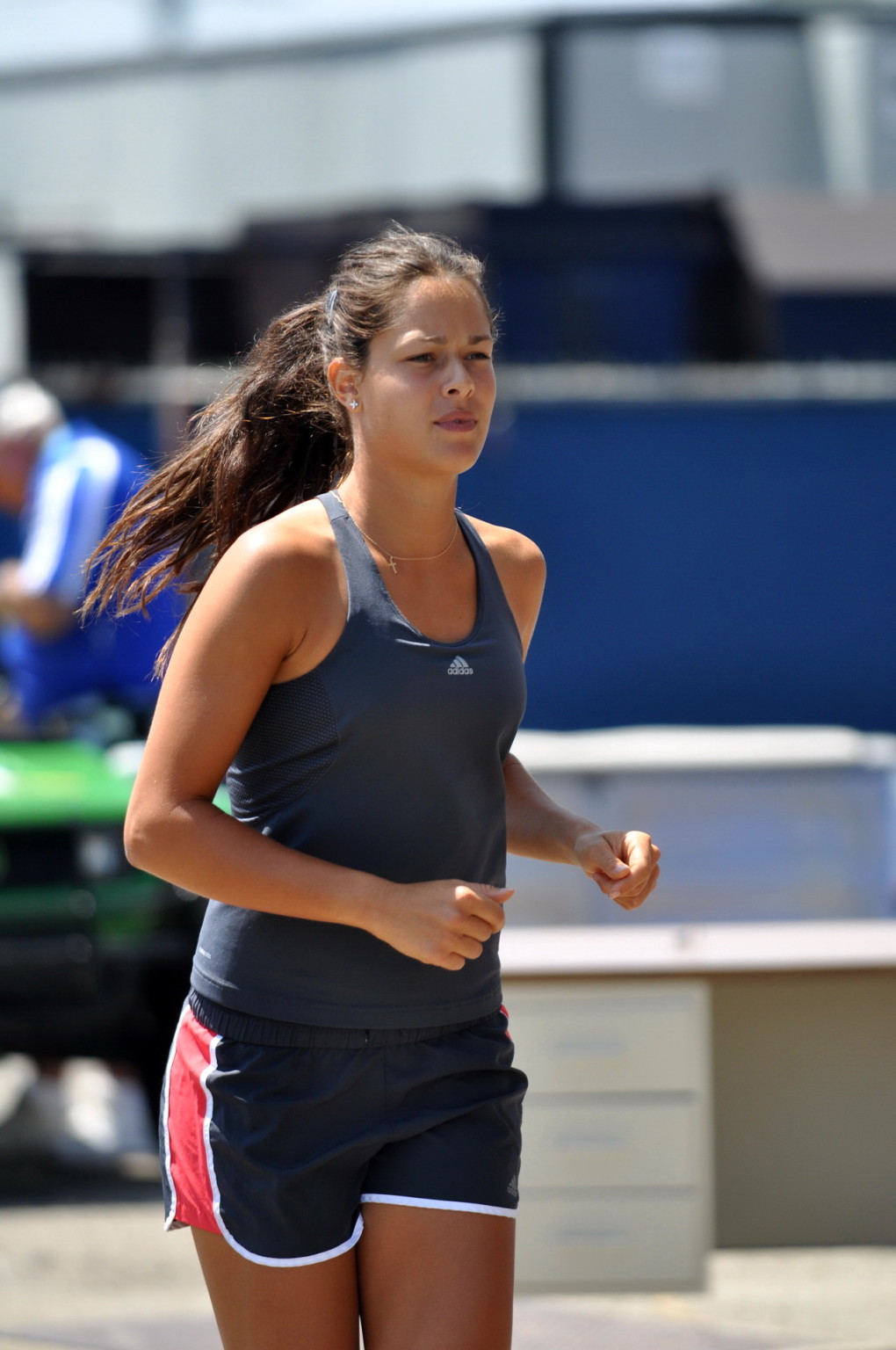 Ana Ivanovic leggy  shows pokies in sweaty workout gear practicing for Western   #75336644