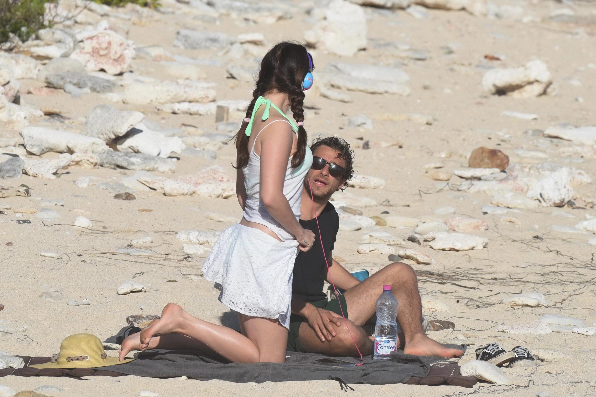 Lana Del Rey wearing green bikini at the beach in StBarts #75176852