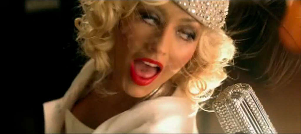 Christina Aguilera looking very hot in lingerie in her video spot and show tits  #75357421