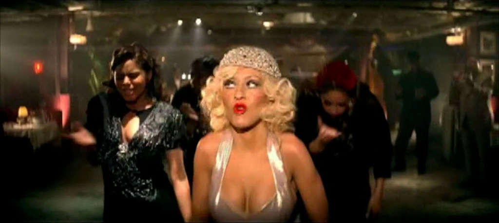 Christina Aguilera looking very hot in lingerie in her video spot and show tits  #75357431