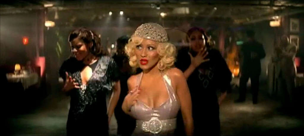 Christina Aguilera looking very hot in lingerie in her video spot and show tits  #75357438