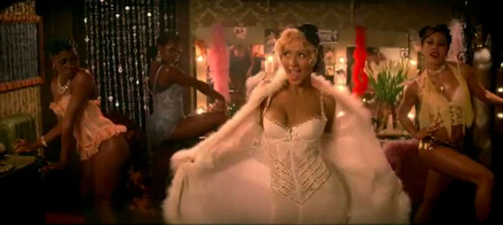 Christina Aguilera looking very hot in lingerie in her video spot and show tits  #75357454