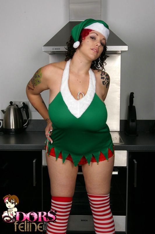 Giant tits on British punk girl in naughty elf costume #71013682