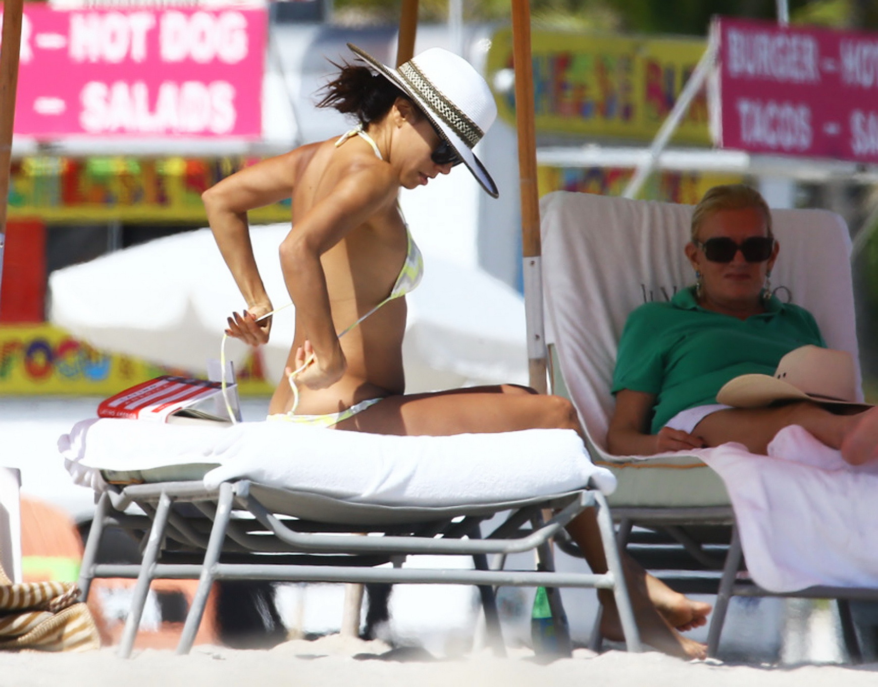 Eva Longoria shows her ass and cameltoe while tanning topless at the beach in Mi #75181505