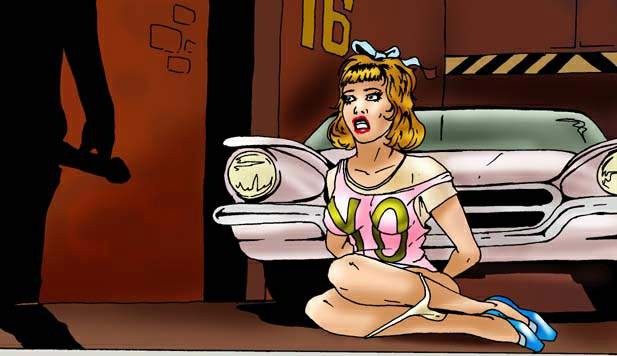 Blondine in Handschellen in der Gasse und für grobe Analsex Fetisch verwendet
 #69658890