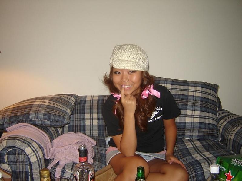 Asian teen partying