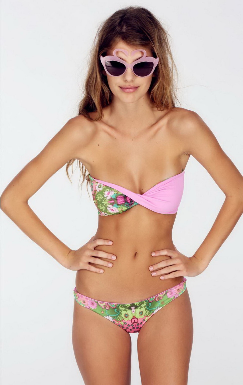 Camila Morrone wearing tiny floral thong bikini for Wildfox Couture 2014 photosh #75211801