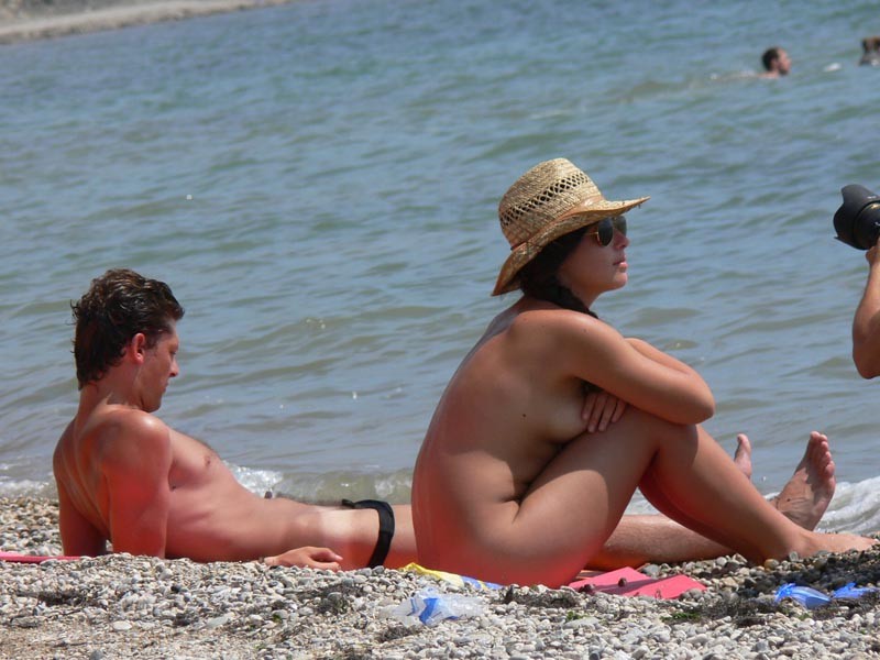 Two nudist friends get an even tan at the beach #72250298