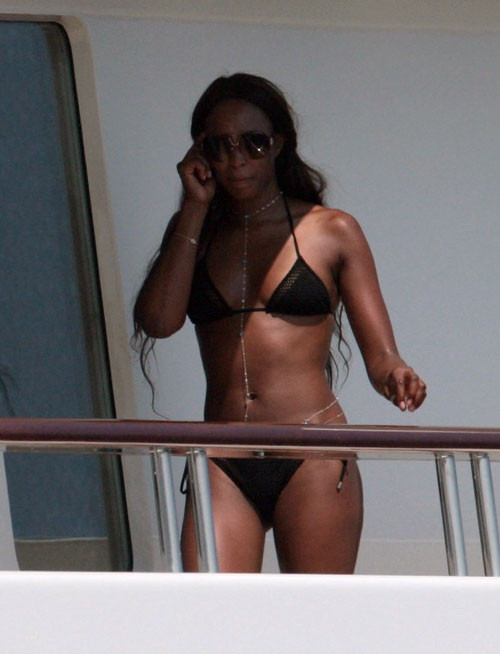 Naomi Campbell showing hairy pussy and tits and bikini posing #75417531