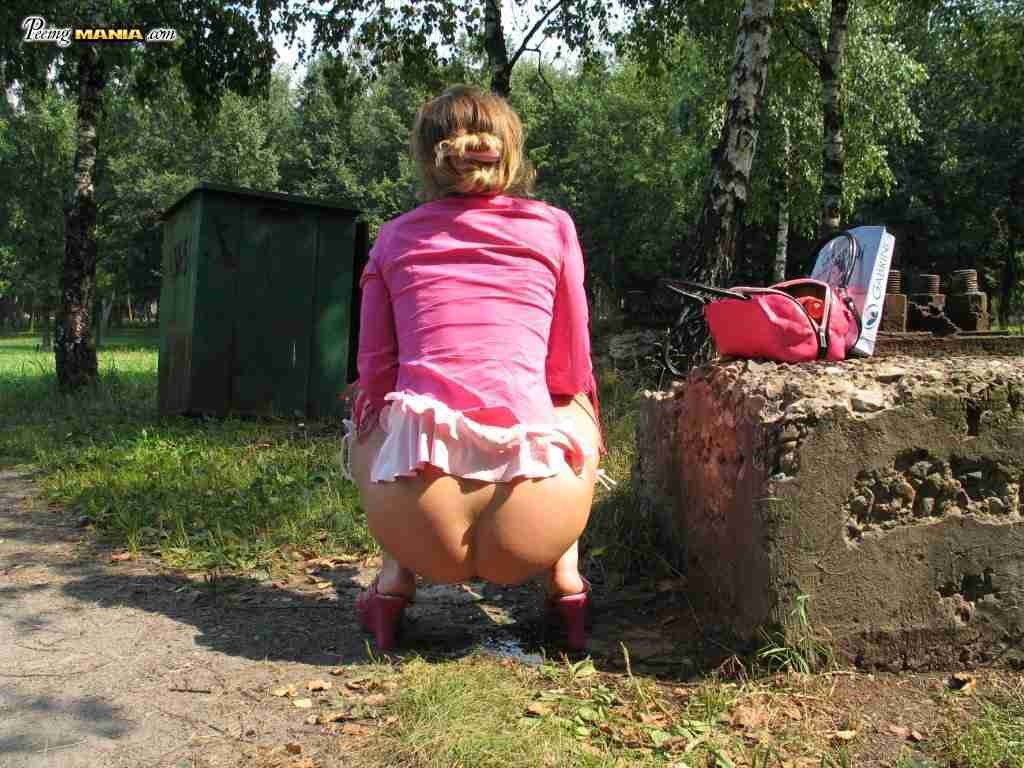 Girl peeing outdoors #76567899